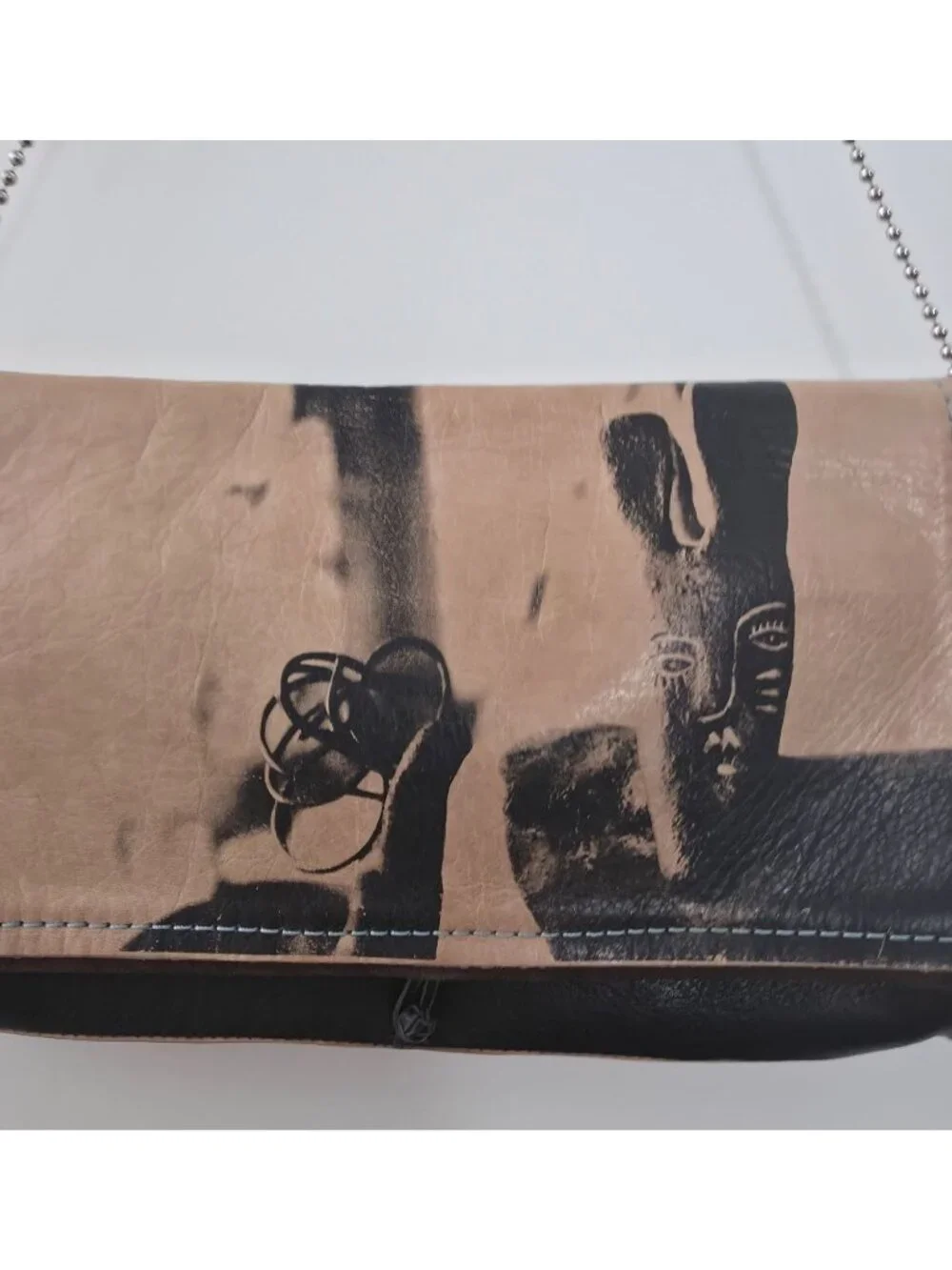 Ransom + Scout Leather Graphic Print Clutch w/ Ball Chain Strap & Dust Bag - Picture 4 of 9